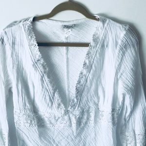 Elan White Gauze Boho Gypsy Coverup Tunic